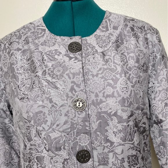 CHICO’S GREY PAISLEY BLAZER SZ 2 (L/12) - Picture 2 of 5